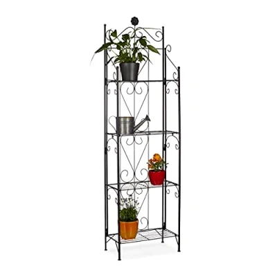 Abbildung von relaxdays Blumenständer Blumenregal Metall 4 Ablagen