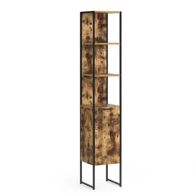 Abbildung von Vicco Hochschrank Fyrk, Eiche rustikal/Schwarz, 33 x 185 cm