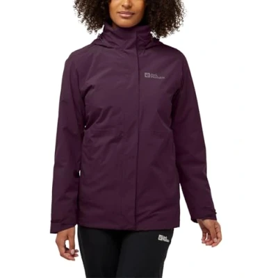 Abbildung von Jack Wolfskin Rotwand 3IN1 Hardshelljacke, Damen, Größe: XL, Midnight plum