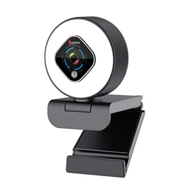 Abbildung von Angetube Streaming Webcam 1080P mit Ringlicht, HD Webkamera Digitalzoom Autofokus für Computer PC Laptop Mac Mikrofon USB Gaming Xbox Google Meet