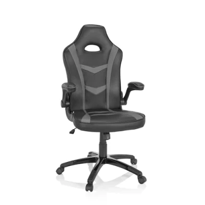 Abbildung von hjh OFFICE 729424 Chefsessel Game Sport B Kunstleder Schwarz/Grau Gaming Stuhl Bürostuhl, Armlehnen klappbar