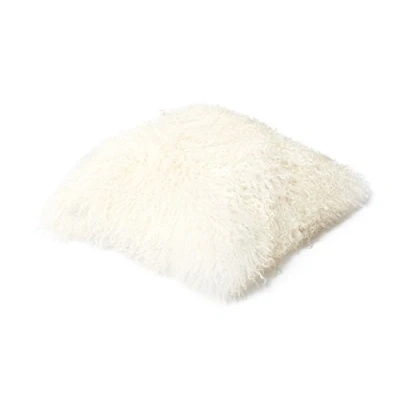 Abbildung von Reissner Lammfelle Tibet Lammfell Kissenbezug langflorig 30x30cm JAY01 Farbe naturweiß