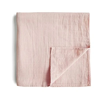 Abbildung von Mushie Musselin Baby Wickeldecke 100% Bio Baumwolle Sichere, Hochwertige &amp; Langlebige Erstausstattung für Kleinkinder Kinder Jungs Mädchen (Rose Vanilla)