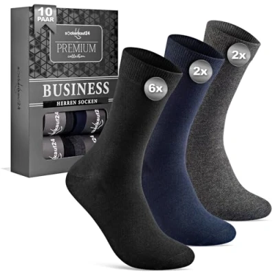 Abbildung von 10 Paar Socken Herren 39 42 Baumwolle Business Atmungsaktive Herrensocken, Anzugsocken 15800 (6x schwarz, 2x grau, navyblau)