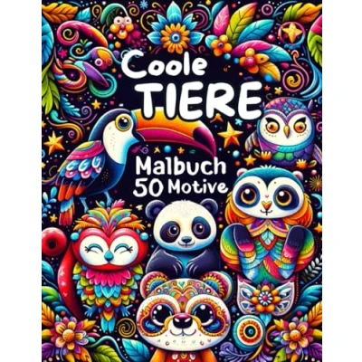 Abbildung von Coole Tiere Malbuch: 50 schöne Motive zum Ausmalen und Entspannen ab 8 Jahren: Flamingo, Koala, Pinguin noch mehr. Perfektes Geschenk für Mädchen Jungen