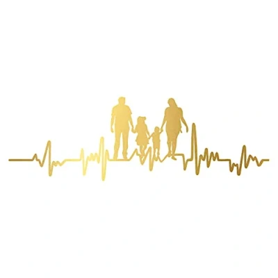 Abbildung von Aufkleber Herzschlag Tiere Breite 27cm Lifeline Heartbeat Deko Sticker Selbstklebend für Auto Kühlschrank Laptop Autoaufkleber K150 (Gold, 07 Familie)