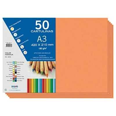 Abbildung von Dohe A3 Karton, Orange, für Bastelarbeiten und Druck (50 Stück) 21 x 29,7 cm 180 g/m² Büromaterial