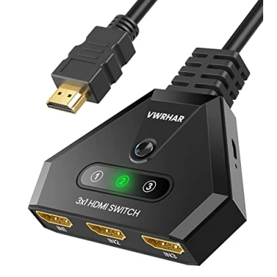 Abbildung von HDMI Verteiler Switch 4K, UHD HDR Automatische Splitter 3 in 1 Out, Switcher UnterstüTzt 4K/3D/HDR/Hd/1080P, Xbox, PS5/4/3, Blu Ray, Fire TV Stick, HDTV und AppleTV