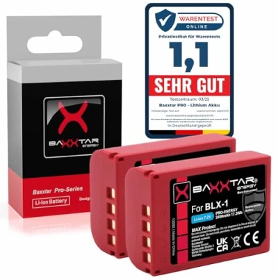 Abbildung von Baxxtar MaxProtect BLX 1 Akku (2X 2400mAh) mit NTC Sensor und V1 Gehäuse für OM