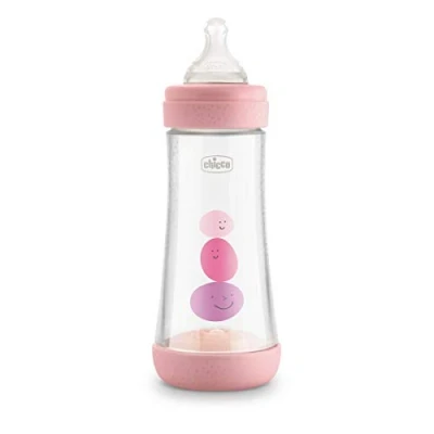 Abbildung von Chicco Perfect 5 Anti Kolik Flaschen, Silikon, schnell fließend, für Babys, 4 Monate, Biofunktional, mit Intuiflow System, Rosa, 300 ml