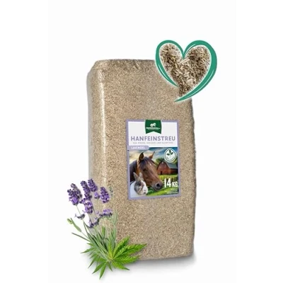 Abbildung von Hanfeinstreu mit Lavendel für Kleintiere, Hühner und Pferde, 140 Liter, 100% Naturprodukt, Extrem Saugfähig, Staubarm, Geruchsbindend, Nachhaltig Langlebig