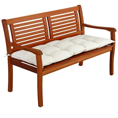 Abbildung von DETEX® Bankauflage Sitzkissen Creme Polyester Visko Effekt 110x45cm Sitzpolster Gartenbank Bank Kissen Polster Auflage Rückenkissen Bankkissen Sitzauflage 2 Sitzer