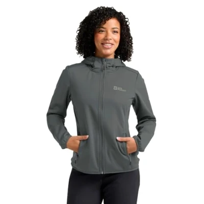 Abbildung von Jack Wolfskin Windhain Hoody Softshelljacke, Damen, Größe: XL, Slate green