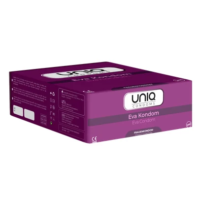 Abbildung von UNIQ Kondome Eva Condom (latexfreie Frauenkondome) auch mit Gleitgel auf Öl Basis verwendbar, Packung mit, 50 St., für Frauen, Kondomslip, passt sich dem weiblichen Körper perfekt an