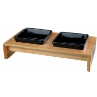 Abbildung von Trixie Futter /Wasserschssel Set Keramik/Holz Katzenfutterschsse...