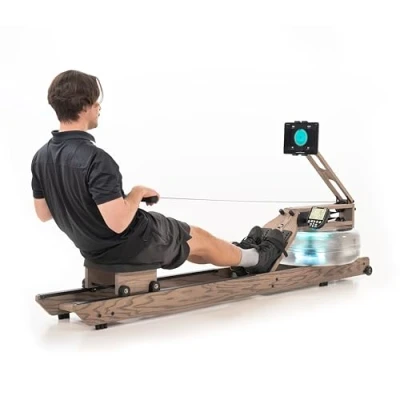 Abbildung von WaterRower Driftwood Wasser Rudergerät Das Original für Zuhause aus Eichenholz LightRing &amp; Bluetooth Monitor gratis App Tablethalterung 2 Monate Premium Abo Connect