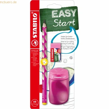 Abbildung von Schul Set für Linkshänder STABILO EASYgraph in pink inkl. Spitzer + Radierer