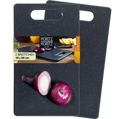 Abbildung von Moritz &amp; Schneidebrett 2tlg Kunststoff Set, Kunststoff, (Granitoptik), 25 x 15 cm Frühstücksbrettchen hygienisch und spülmaschinenfest
