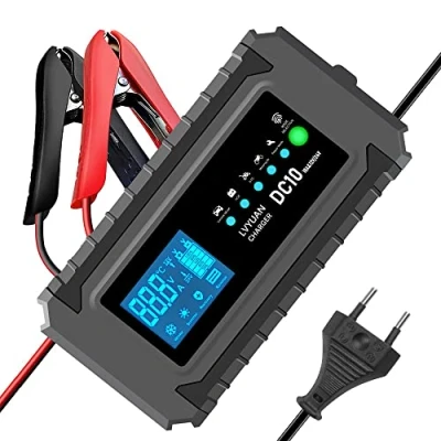 Abbildung von Intelligentes Batterieladegerät, 10 A, 12 V/24 V, mit Wartungsfunktion LCD Touchscreen und mehreren Schutzmechanismen für Autobatterien AGM/Gel/EFB
