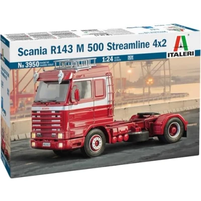 Abbildung von Italeri 3950 1:24 Scania 143M 500 Streamline 4x2 Modellbau, Bausatz, Standmodellbau, Basteln, Hobby, Kleben, Plastikbausatz, detailgetreu, Mehrfarbig