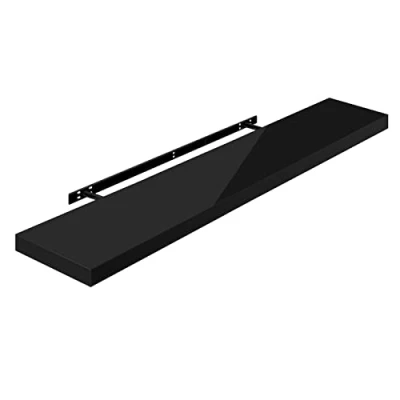 Abbildung von WOLTU Wandregal Volato Wandboard freischwebend hochglänzend Schwarz Schweberegal CD DVD Regal Bücherregal Holz Board 110x22,9x3,8cm RG9483sz