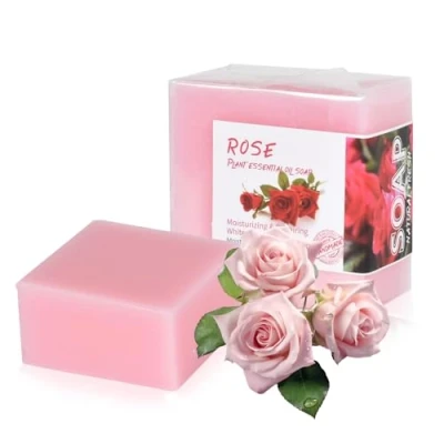 Abbildung von 2 PCS Rosenseife Stück, Naturseife Natürlich Biologisch 100g Feste Seifen Handgemacht für Haut Haare Körper Gesicht, Soap Bar Rose Baden Duschen Waschen