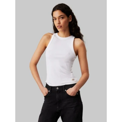Abbildung von Calvin Klein Jeans Label TANK Top, Damen, Größe: XXL, Bright white