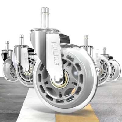 Abbildung von HOLKIE Bürostuhl Rollen 10x22 mm Silber Ersatzrollen für 1KEA Stühle Schreibtischstuhl aus Gummirollen Parkett Hartebödenrollen 5er Set robuste Rollerblade Compute Stuhlmatten
