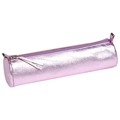 Abbildung von Clairefontaine 410121C Schlampermäppchen Miror, rund, aus Lammleder, Ø5 x 22 cm, 1 Stück, Rosa