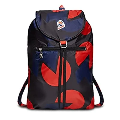 Abbildung von Invicta Tagesrucksack, Backpack für Reise Ausflüge &amp; Freizeit; Damen Herren, mit Hüftgurt faltbar blau/rot, zweifarbiges Muster, 8 LT, Extra leicht, MINISAC NEXT VINTAGE