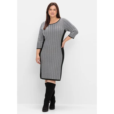 Abbildung von Sheego Strickkleid, Damen, Größe: 44, Schwarz weiß