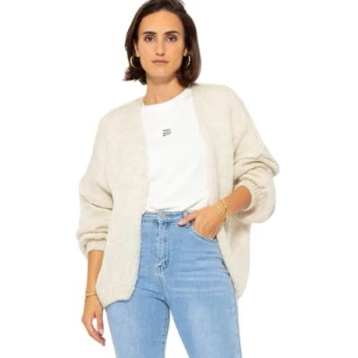 Abbildung von SASSYCLASSY Cardigan Offen fallende Oversize Strickjacke Lässiger aus weichem Grobstrick Made in Italy