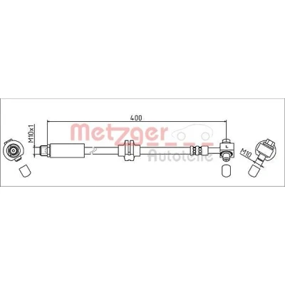 Abbildung von METZGER 4111623 Bremsschläuche Vorderachse links 400 OPEL: Astra J Schrägheck, Sports Tourer, CHEVROLET: Cruze Limousine