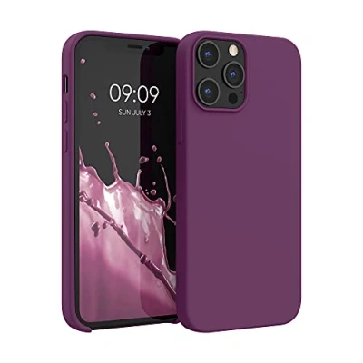 Abbildung von kwmobile Hülle kompatibel mit Apple iPhone 12 Pro Max Silikon Handy Case Handyhülle weiche Oberfläche kabelloses Laden Magenta Lila