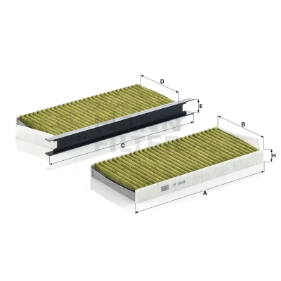 Abbildung von MANN FILTER FP 2418 2 Innenraumfilter RENAULT: MASTER 3 Kasten, Pritsche/Fahrgestell, Kangoo II Express, MERCEDES BENZ: Citan Tourer / Kombi