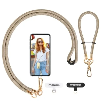 Abbildung von MoKo Handykette Universal, Verstellbar Schlüsselband mit Handschlaufe, Handyband Handy Lanyard zum Umhängen, Umhänge x 1, Handschlaufe Patch 2, Khaki