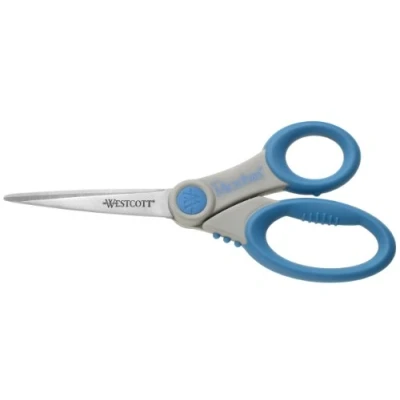 Abbildung von Westcott Schere Microban Softgrip 21,0 cm grau/blau