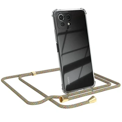 Abbildung von EAZY CASE Handykette kompatibel mit Xiaomi Mi 11 Lite/Mi Lite 5G / NE Handyhülle Umhängeband, Handykordel Schutzhülle, Silikonhülle, Hülle Band, Stylische Kette, Rainbow