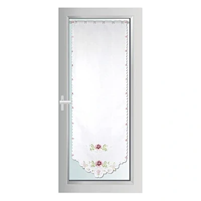 Abbildung von Panneaux Blumen Mona mit Stickerei, Arsvita, Schlaufen, transparent, Türpanneaux 180x60cm Stangendurchzug, Voile Kurzgardine Bistrogardine