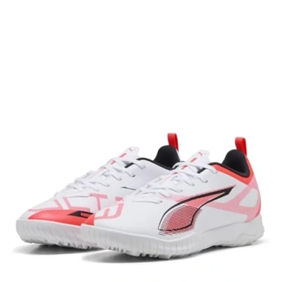 Abbildung von Puma Ultra 5 PLAY TT JR Unisex Fußballschuh Multinocken für Kinder, Größe: 33, White/black/glowing red Schuhe