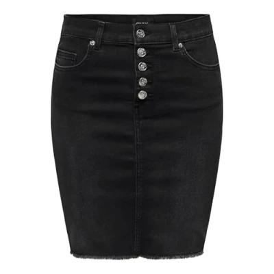 Abbildung von ONLY Jeansrock &quot;ONLHUSH MID WAIST VIS BUT RW SKIRT DNM&quot;, mit ausgefranstem Saum