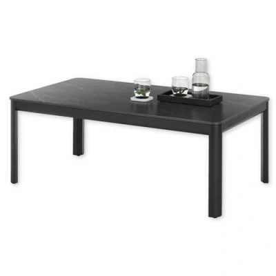 Abbildung von Lenni Couchtisch, Schwarz Moderner Wohnzimmertisch mit Keramikplatte und Metallgestell 120 x 45 70 cm (B/H/T)