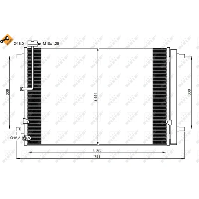 Abbildung von NRF EASY FIT 350059 Klimakondensator mit Trockner, Dichtring 18 15,3 Aluminium 625 R 134a AUDI: A8 D4