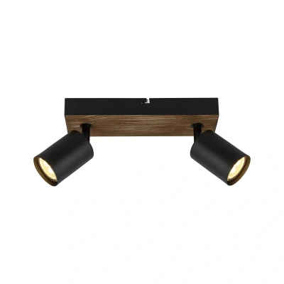 Abbildung von Brilliant Deckenstrahler Jello Wood, LED wechselbar, Warmweiß, Spotbalken schwenkbar, 15x24x8 cm, GU10, 345lm, 3000K, Metall/Holz