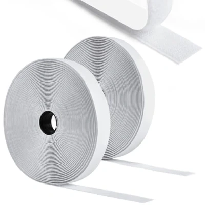 Abbildung von Romon Klettverschluss Selbstklebend, 5M Klettband Selbstklebend Extra Stark Doppelseitig Klebende 20mm Breit Selbstklebendes Klebepad Enthält Flauschband und Hakenband Weiß