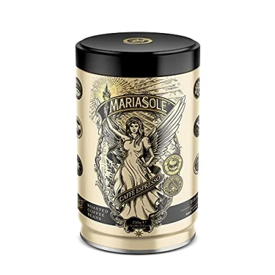 Abbildung von Mariasole Caffè Espresso Bohnen 250g In hochwertiger Kaffeedose Traditionelle Röstung Sizilien über Holzfeuer Handarbeit Premium Espressobohnen für Vollautomat und Siebträger