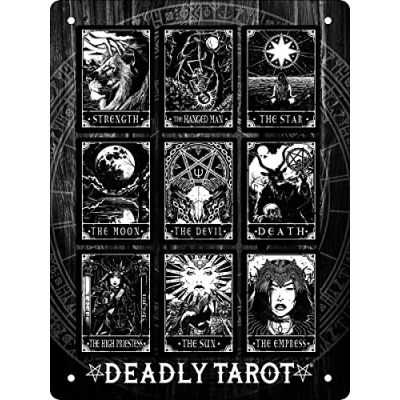 Abbildung von Deadly Tarot The Devil Compilation Mini Blechschild Schwarz 15x20cm