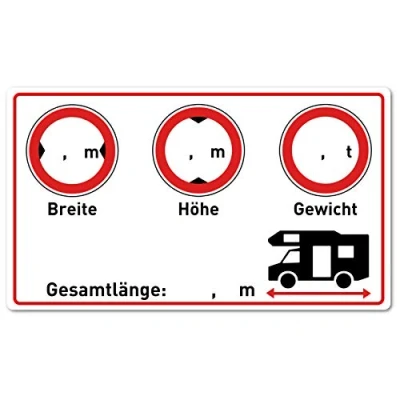Abbildung von Wohnmobil Aufkleber (Gewicht Höhe Breite Länge 9,5x5,5 cm klein) Cockpit Zubehör für Womo und Camper Beschreibbare Folie in Weiss Wohnmobile Folien Selbstklebend