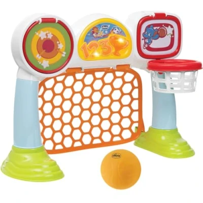 Abbildung von Chicco Fußballtor Multi Sport Aktivitätsspiel, 3in1, Made in Europe, mit Licht und Soundeffekt