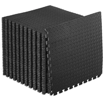 Abbildung von ProsourceFit Puzzle Exercise Mat ½ in, Eva Interlocking Foam Floor Tiles for Home Gym, Workout Equipment, Padding Kids, Black, 24 in x 144 Sq Ft 36